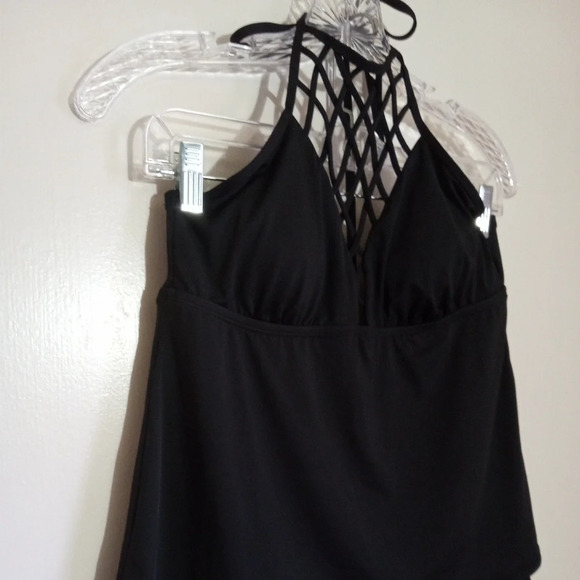 Apt 9 halter swing style tankini top with lattice chest cut out women's size med - Picture 2 of 8